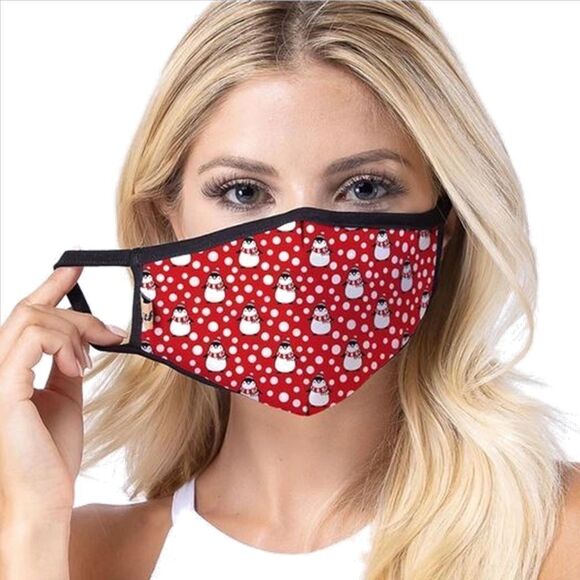 SALE Penquins Winter Red and White Facemask - Picture 1 of 4